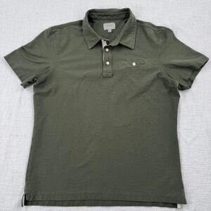Jachs New York Mens M Reverse Slub Stretch Polo Shirt Olive Green Short Sleeve